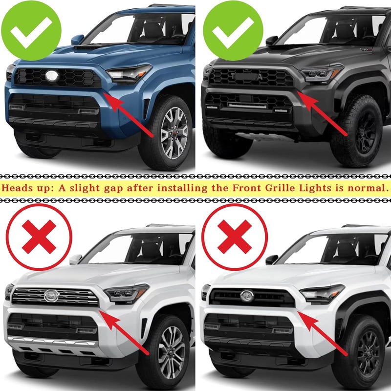 ZDEERAOTO 4pc Smoked Housing Amber LED Front Centra Grille Lights DRL Feature Kit for Toyota 4runner 2025 TRD & TRD PRO & Trailhunter,OEM Grill Led Grill Light for 4Runner Accessories (Yellow) - Image 2